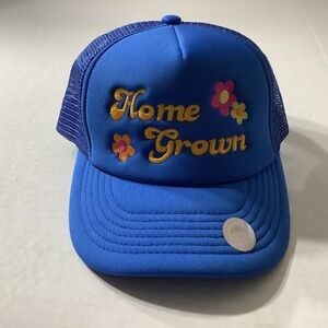 Home Grown Embroidered Mesh SnapBack Trucker Hat Blue Multi Floral Direct Caps